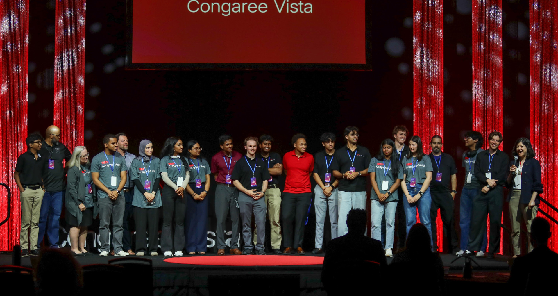 The TEDxCongaree Vista team on stage during the event.